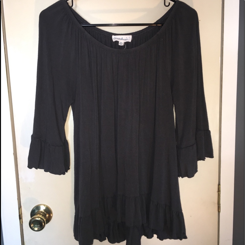 flowy off the shoulder shirt